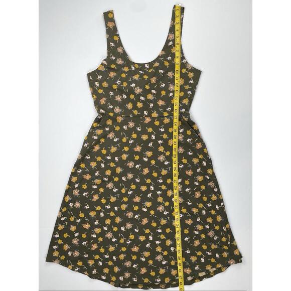 Pact Organic Cotton Cutout Tie Back Sleeveless Midi Dress Floral Pockets Large - Picture 8 of 10